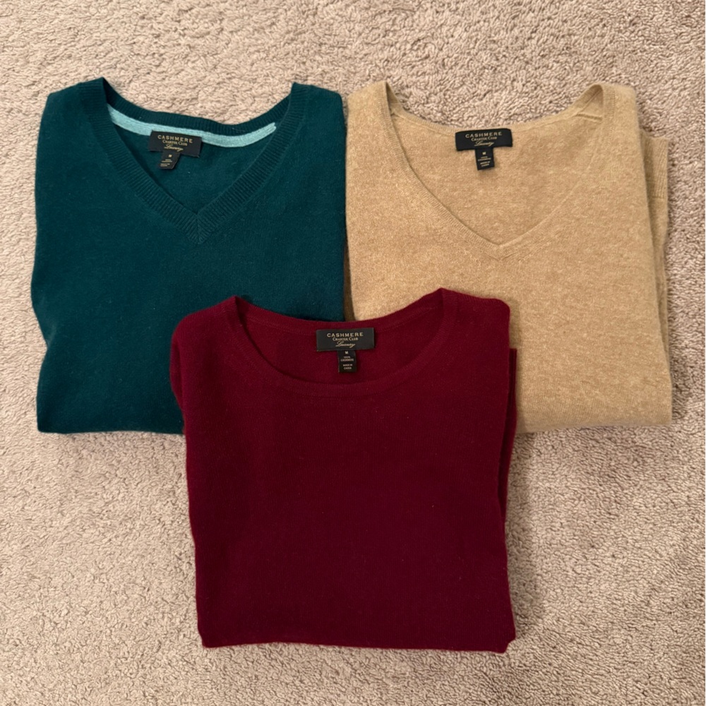 Set of 3 Charter Club Cashmere Sweaters